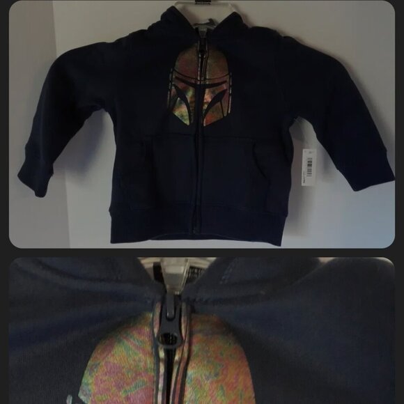 💥3/$30💥 NWT Star Wars Mandalorian Navy Blue Fleece Zip-up Hoodie - Picture 1 of 3